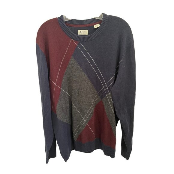 Haggar Clothing Argyle Sweater Blue Crewneck Men's size XL